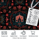 Halloween Haunted House Gothic Floral Seamless Pattern Digital Print Fabric by the Metre UK Sewing Quilting Textile