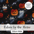 Cute Halloween Cats and Pumpkins Night Seamless Pattern Digital Print Fabric by the Metre UK Sewing Quilting Textile