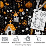 Halloween Cute Ghost House Floral Night Seamless Pattern Digital Print Fabric by the Metre UK Sewing Quilting Textile