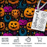 Colorful Halloween Pumpkins Stars Seamless Pattern Digital Print Fabric by the Metre UK Sewing Quilting Textile