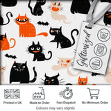 Cute Halloween Black Cats Orange Accents Seamless Pattern Digital Print Fabric by the Metre UK Sewing Quilting Textile