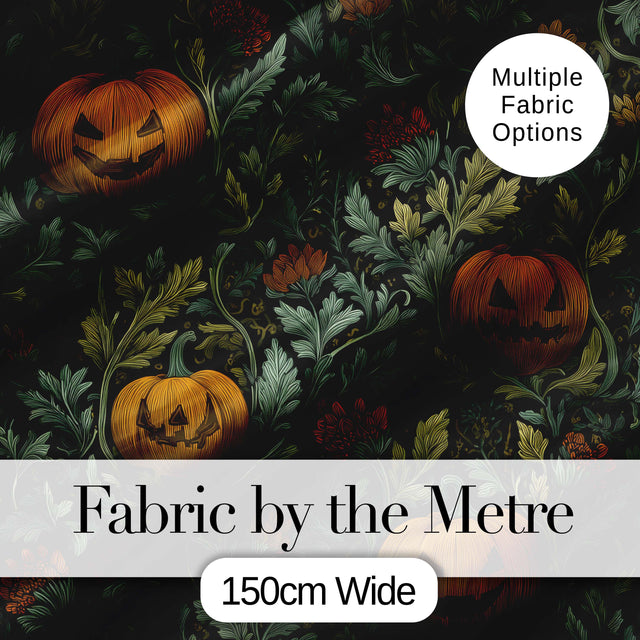 Vintage Pumpkin Botanical Dark Floral Seamless Pattern Digital Print Fabric by the Metre UK Sewing Quilting Textile
