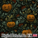 Vintage Pumpkin Botanical Dark Floral Seamless Pattern Digital Print Fabric by the Metre UK Sewing Quilting Textile