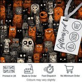 Halloween Folk Art Animal Crowd Seamless Pattern Digital Print Fabric by the Metre UK Sewing Quilting Textile