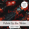 Halloween Black Cat Pumpkin Autumn Leaves Seamless Pattern Digital Print Fabric by the Metre UK Sewing Quilting Textile