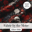 Gothic Raven Skull Pumpkin Floral Dark Seamless Pattern Digital Print Fabric by the Metre UK Sewing Quilting Textile
