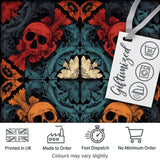 Ornate Skull Floral Symmetry Dark Gothic Seamless Pattern Digital Print Fabric by the Metre UK Sewing Quilting Textile