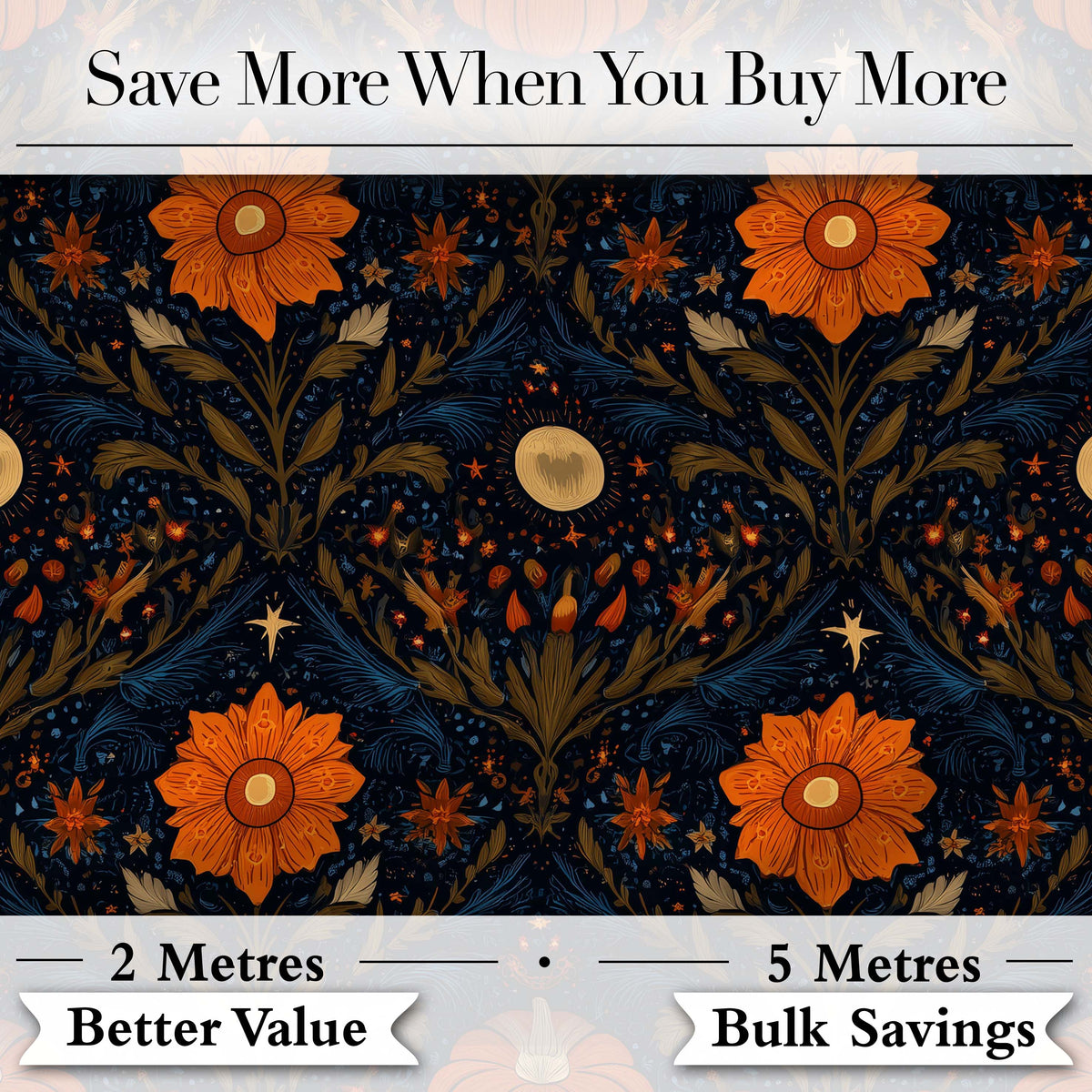 Mystic Night Floral Star Moon Botanical Seamless Pattern Digital Print Fabric by the Metre UK Sewing Quilting Textile