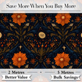 Mystic Night Floral Star Moon Botanical Seamless Pattern Digital Print Fabric by the Metre UK Sewing Quilting Textile