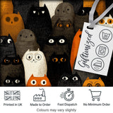 Cute Halloween Cats Black Orange Neutral Tones Seamless Pattern Digital Print Fabric by the Metre UK Sewing Quilting Textile