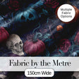 Dark Gothic Pumpkin Skull Floral Vintage Seamless Pattern Digital Print Fabric by the Metre UK Sewing Quilting Textile