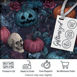 Dark Gothic Pumpkin Skull Floral Vintage Seamless Pattern Digital Print Fabric by the Metre UK Sewing Quilting Textile