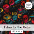 Spooky Halloween Symbols Skull Eye Witchy Seamless Pattern Digital Print Fabric by the Metre UK Sewing Quilting Textile