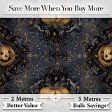 Elegant Gothic Pumpkin Ornate Seamless Pattern Digital Print Fabric by the Metre UK Sewing Quilting Textile