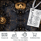 Elegant Gothic Pumpkin Ornate Seamless Pattern Digital Print Fabric by the Metre UK Sewing Quilting Textile