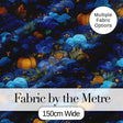 Abstract Blue Pumpkin Fantasy Landscape Seamless Pattern Digital Print Fabric by the Metre UK Sewing Quilting Textile