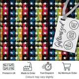 Grunge Rainbow Stripe Stars Dark Background Seamless Pattern Digital Print Fabric by the Metre UK Sewing Quilting Textile