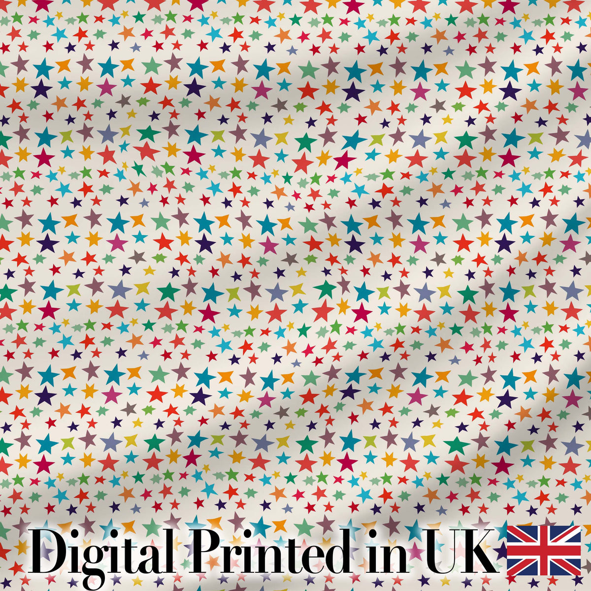 Bright Multicolor Star Scatter Seamless Pattern Digital Print Fabric by the Metre UK Sewing Quilting Textile