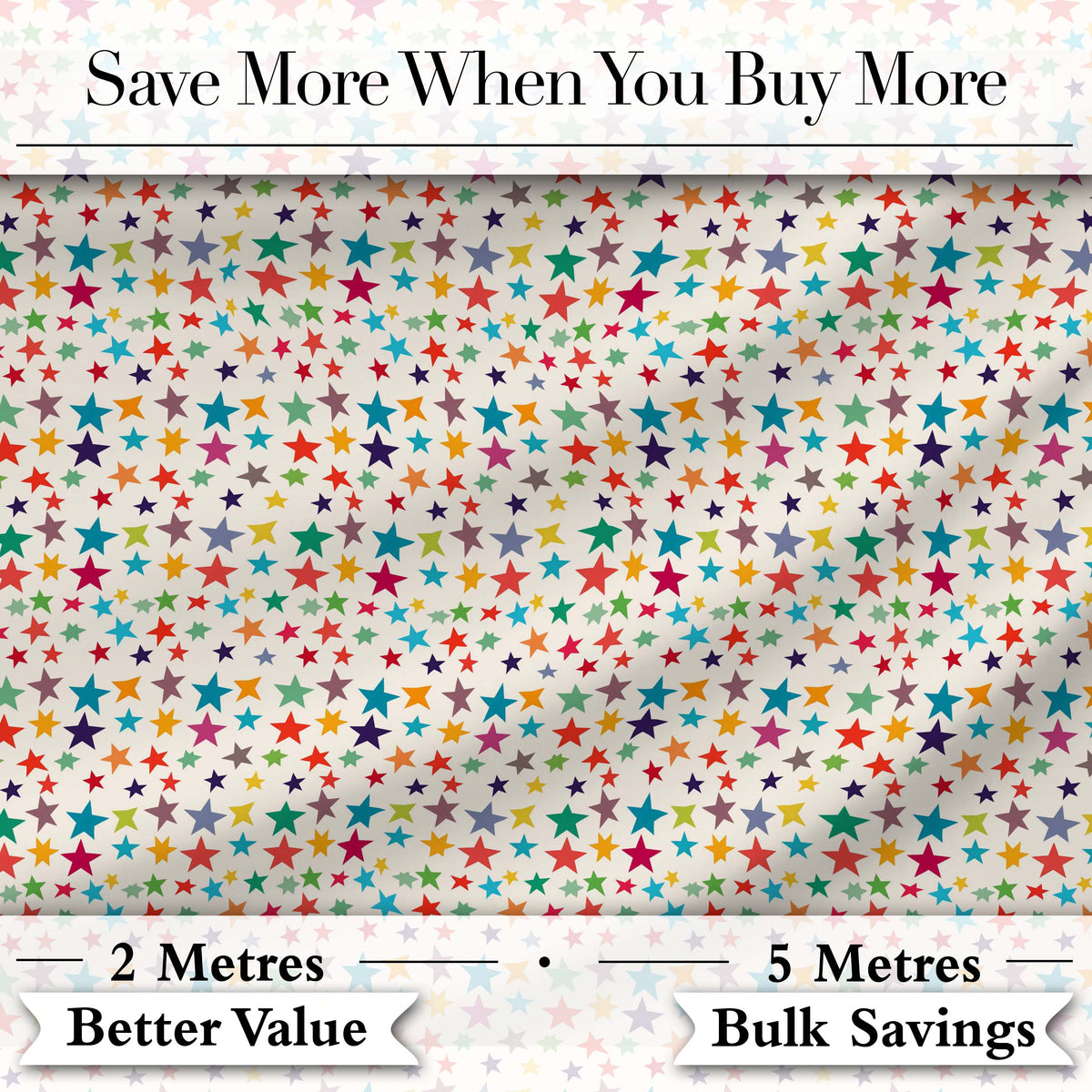 Bright Multicolor Star Scatter Seamless Pattern Digital Print Fabric by the Metre UK Sewing Quilting Textile