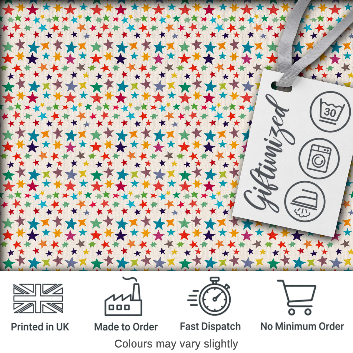 Bright Multicolor Star Scatter Seamless Pattern Digital Print Fabric by the Metre UK Sewing Quilting Textile