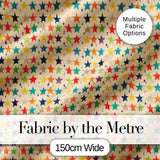 Horizontal Stripe Stars Vintage Style Seamless Pattern Digital Print Fabric by the Metre UK Sewing Quilting Textile