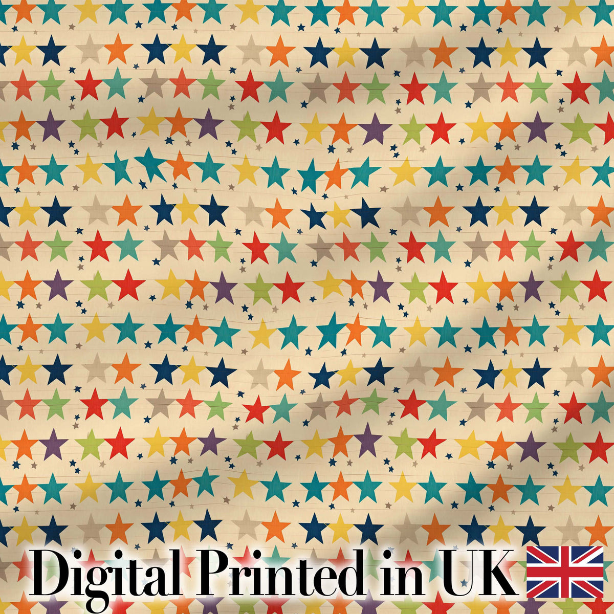 Horizontal Stripe Stars Vintage Style Seamless Pattern Digital Print Fabric by the Metre UK Sewing Quilting Textile