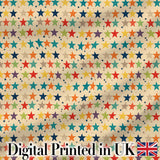 Horizontal Stripe Stars Vintage Style Seamless Pattern Digital Print Fabric by the Metre UK Sewing Quilting Textile