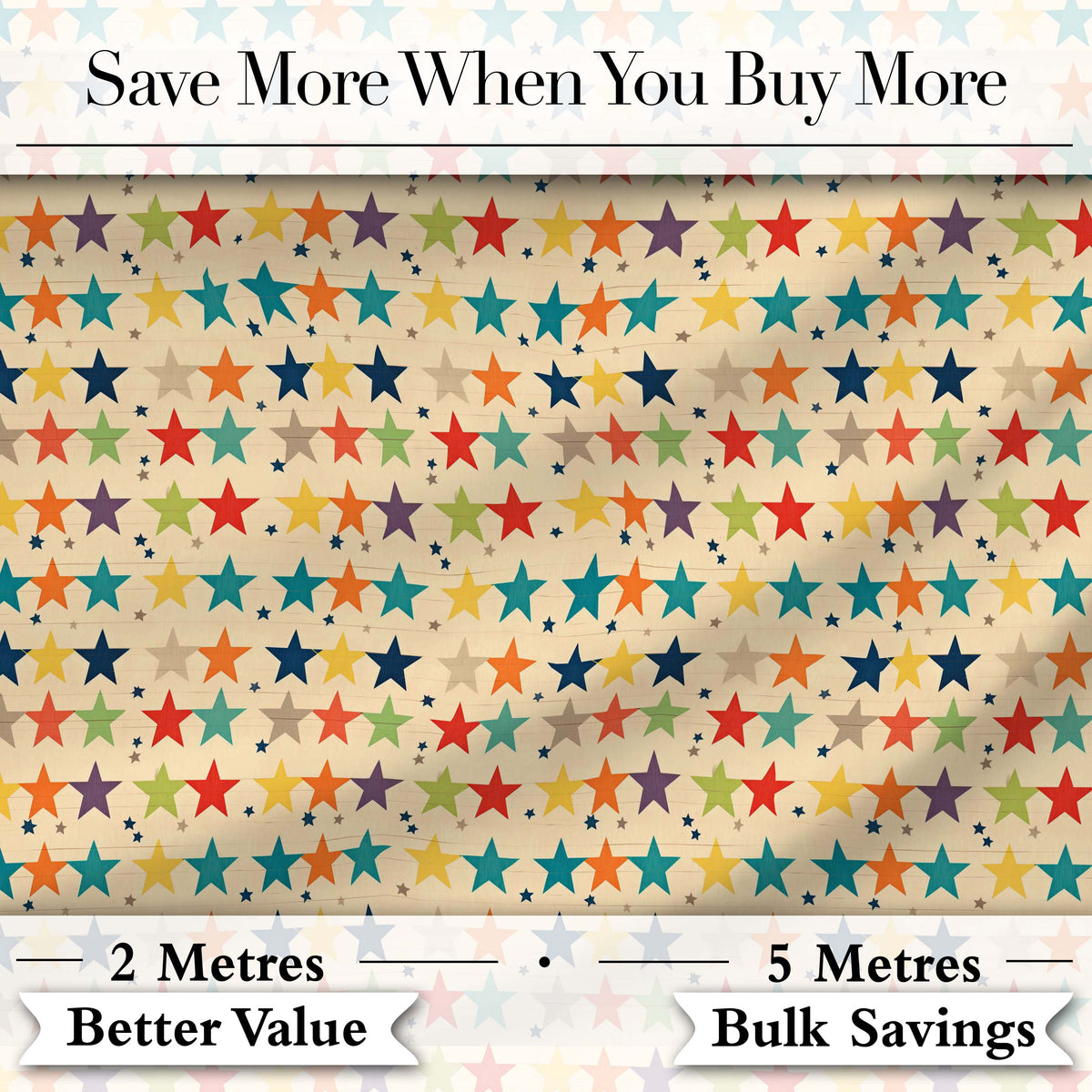 Horizontal Stripe Stars Vintage Style Seamless Pattern Digital Print Fabric by the Metre UK Sewing Quilting Textile
