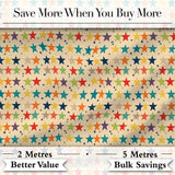 Horizontal Stripe Stars Vintage Style Seamless Pattern Digital Print Fabric by the Metre UK Sewing Quilting Textile