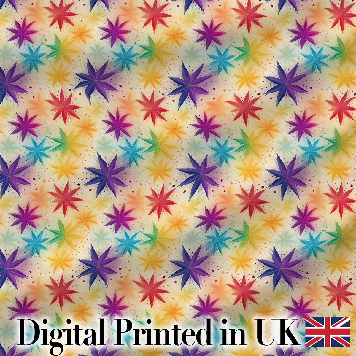 Colorful Floral Starburst Abstract Seamless Pattern Digital Print Fabric by the Metre UK Sewing Quilting Textile