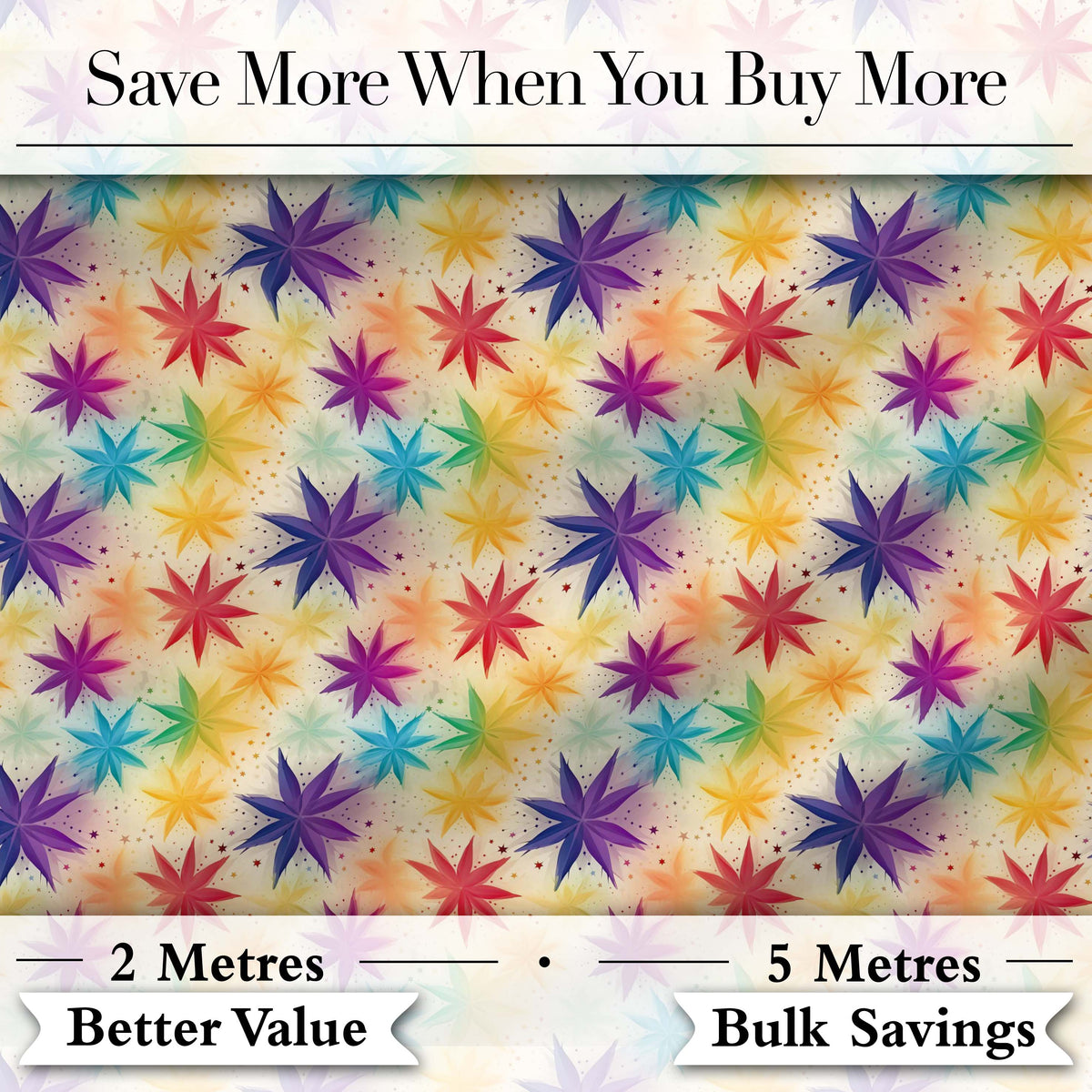 Colorful Floral Starburst Abstract Seamless Pattern Digital Print Fabric by the Metre UK Sewing Quilting Textile