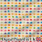 Watercolor Stripe Rainbow Stars Soft Pastel Seamless Pattern Digital Print Fabric by the Metre UK Sewing Quilting Textile