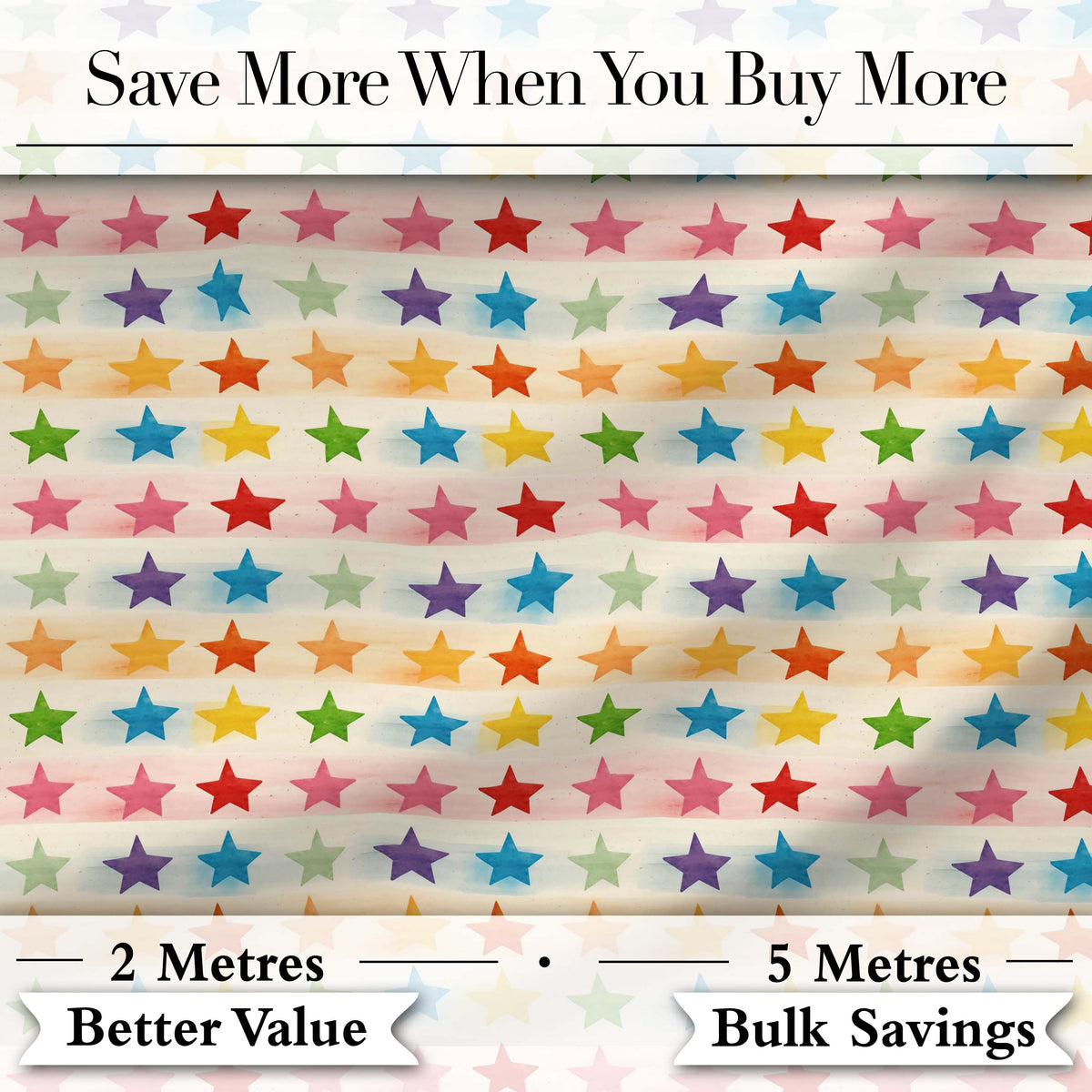 Watercolor Stripe Rainbow Stars Soft Pastel Seamless Pattern Digital Print Fabric by the Metre UK Sewing Quilting Textile