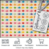 Watercolor Stripe Rainbow Stars Soft Pastel Seamless Pattern Digital Print Fabric by the Metre UK Sewing Quilting Textile