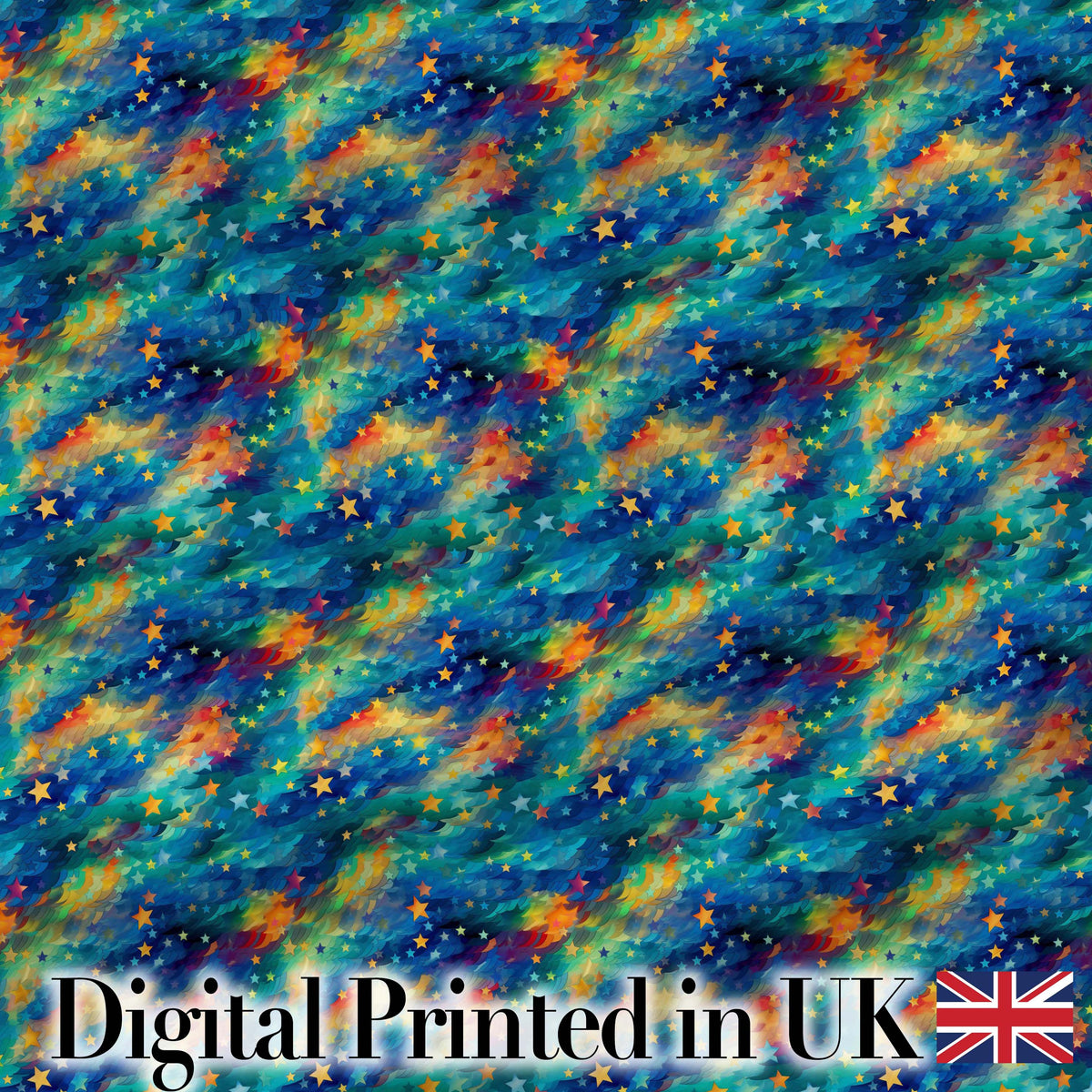 Vibrant Galaxy Swirl Stars Cosmic Night Sky Seamless Pattern Digital Print Fabric by the Metre UK Sewing Quilting Textile