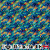 Vibrant Galaxy Swirl Stars Cosmic Night Sky Seamless Pattern Digital Print Fabric by the Metre UK Sewing Quilting Textile