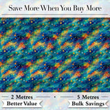 Vibrant Galaxy Swirl Stars Cosmic Night Sky Seamless Pattern Digital Print Fabric by the Metre UK Sewing Quilting Textile