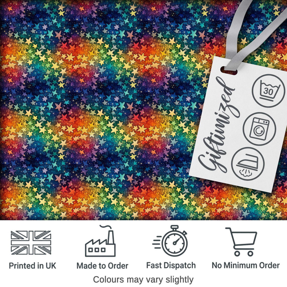 Rainbow Galaxy Butterfly Stars Cosmic Burst Seamless Pattern Digital Print Fabric by the Metre UK Sewing Quilting Textile