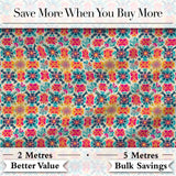 Boho Floral Folk Garden Vibrant Bloom Seamless Pattern Digital Print Fabric by the Metre UK Sewing Quilting Textile