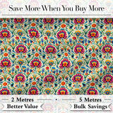 Scandinavian Folk Floral Meadow Bright Flowers Seamless Pattern Digital Print Fabric by the Metre UK Sewing Quilting Textile
