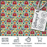 Scandinavian Folk Floral Meadow Bright Flowers Seamless Pattern Digital Print Fabric by the Metre UK Sewing Quilting Textile