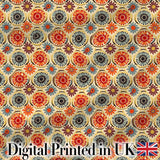 Circular Floral Dots Vintage Inspired Seamless Pattern Digital Print Fabric by the Metre UK Sewing Quilting Textile