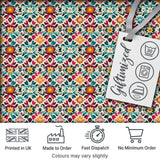 Bohemian Floral Tile Symmetry Vibrant Garden Seamless Pattern Digital Print Fabric by the Metre UK Sewing Quilting Textile