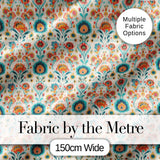 Scandinavian Folk Floral Garden Vintage Style Seamless Pattern Digital Print Fabric by the Metre UK Sewing Quilting Textile