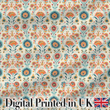 Scandinavian Folk Floral Garden Vintage Style Seamless Pattern Digital Print Fabric by the Metre UK Sewing Quilting Textile