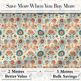 Scandinavian Folk Floral Garden Vintage Style Seamless Pattern Digital Print Fabric by the Metre UK Sewing Quilting Textile