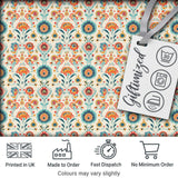 Scandinavian Folk Floral Garden Vintage Style Seamless Pattern Digital Print Fabric by the Metre UK Sewing Quilting Textile