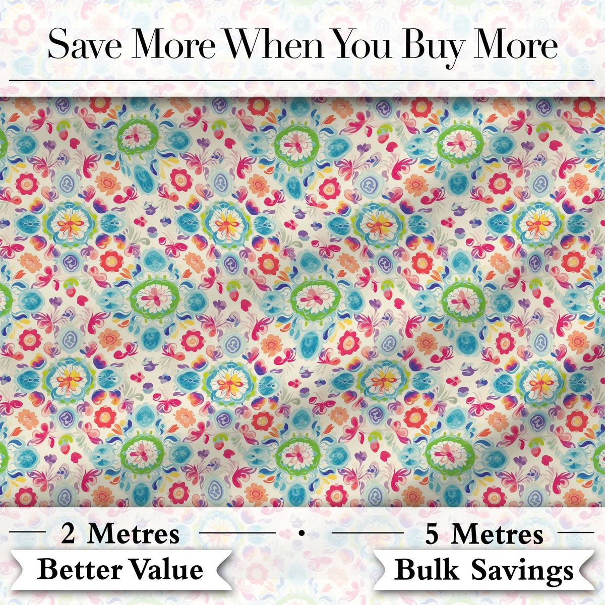 Watercolor Boho Floral Pastel Medallion Soft Seamless Pattern Digital Print Fabric by the Metre UK Sewing Quilting Textile