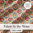 Bright Folk Art Floral Burst  Circle Seamless Pattern Digital Print Fabric by the Metre UK Sewing Quilting Textile
