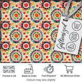 Bright Folk Art Floral Burst  Circle Seamless Pattern Digital Print Fabric by the Metre UK Sewing Quilting Textile